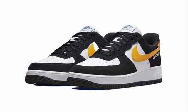 Cheap Nike Air Force 1 White Black Yellow Shoes Men and Women-49